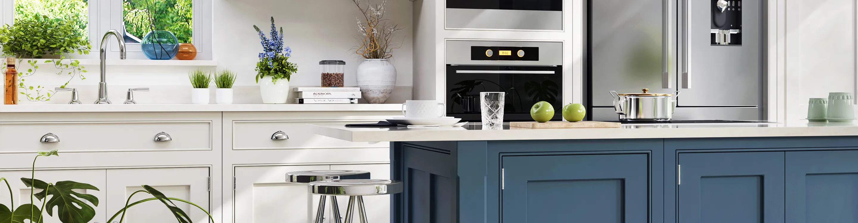 white countertops in kitchen